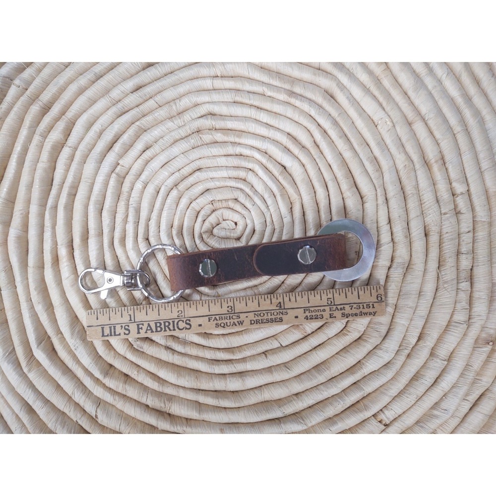 "MOON CHILD" Leather Keychain Key Fob Hooks on Belt Loop Hand Stamped Message - Picture 9 of 10
